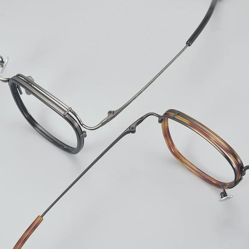 Black Mask Unisex Full Rim Square Titanium Acetate Eyeglasses 6015 Full Rim Black Mask