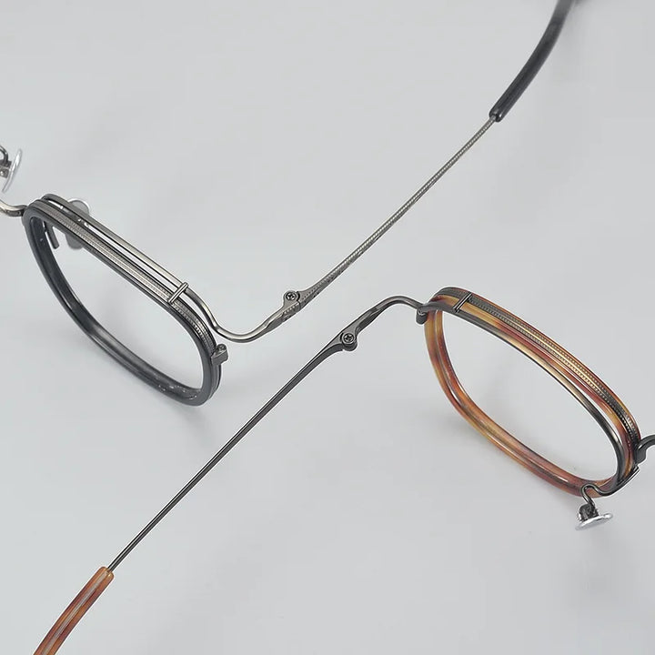 Black Mask Unisex Full Rim Square Titanium Acetate Eyeglasses 6015 Full Rim Black Mask
