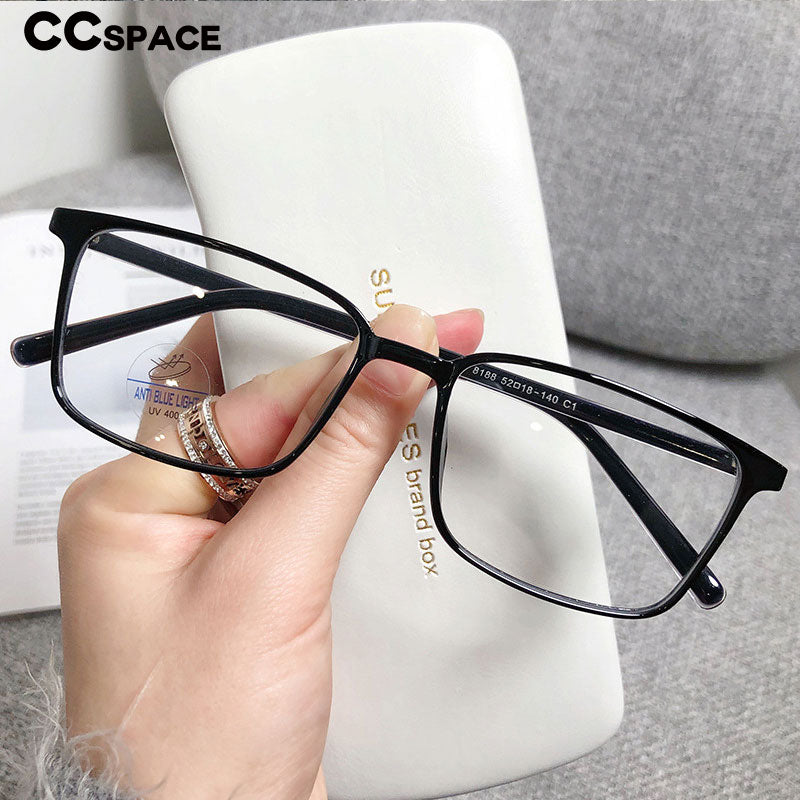 CCspace Unisex Full Rim Rectangle Square Tr 90 Titanium Eyeglasses 56335 Full Rim CCspace