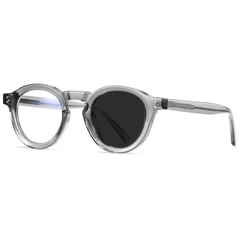 Kocolior Unisex Full Rim Small Round Acetate Eyeglasses Xk2090 Full Rim Kocolior Photochromic Gray