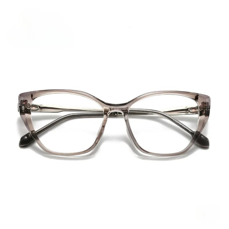 Hewei Women's Full Rim Square Cat Eye Acetate Titanium Eyeglasses 41049