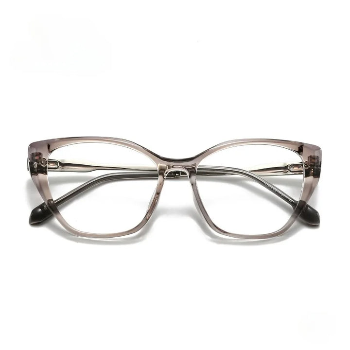 Hewei Women's Full Rim Square Cat Eye Acetate Titanium Eyeglasses 41049