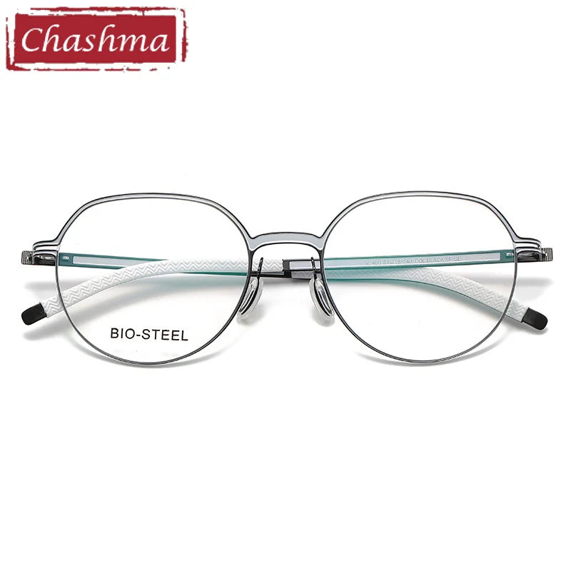 Chashma Ottica Unisex Full Rim Flat Top Round Titanium Eyeglasses 460 Full Rim Chashma Ottica