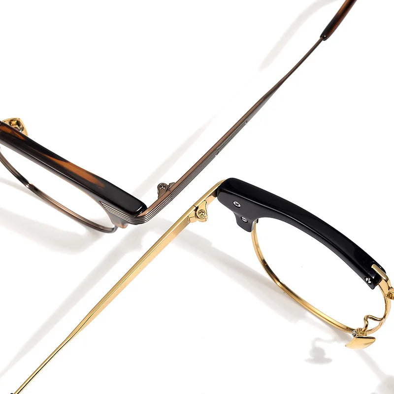 Black Mask Unisex Full Rim Oval Square Titanium Acetate Eyeglasses 42909 Full Rim Black Mask