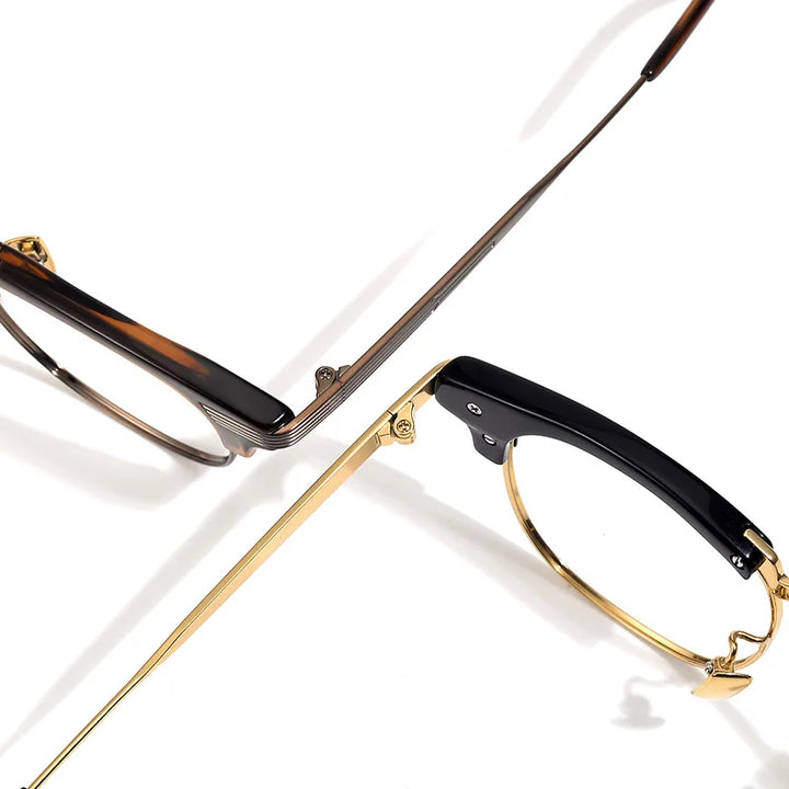 Black Mask Unisex Full Rim Oval Square Titanium Acetate Eyeglasses 42909 Full Rim Black Mask