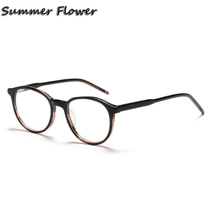 Summer Flower Women's Full Rim Round Acetate Eyeglasses 81010 Full Rim Summer Flower C2