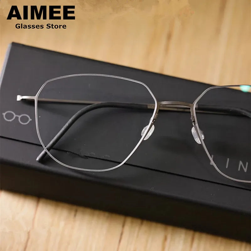 Aimee Women's Full Rim Polygon Screwless Titanium Eyeglasses 550511