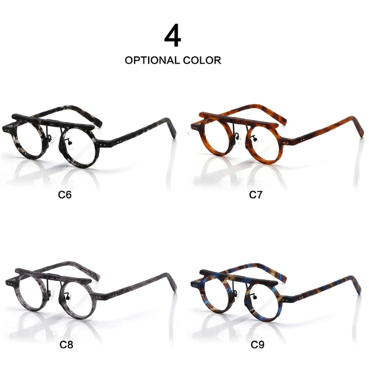 Muzz Unisex Full Rim Round Double Bridge Acetate Eyeglasses P596 Full Rim Muzz