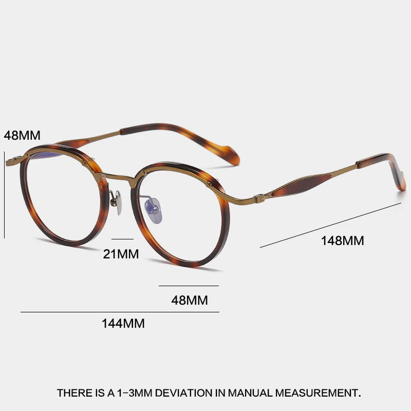 Gatenac Unisex Full Rim Round Acetate Titanium Eyeglasses Gxyj1158 Full Rim Gatenac