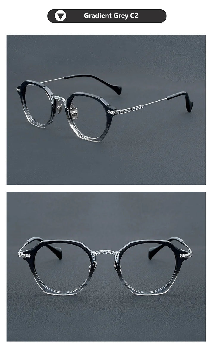 Oveliness Unisex Full Rim Oval Acetate Titanium Eyeglasses 926009