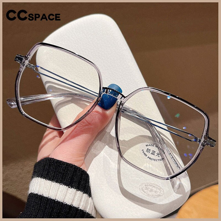 CCspace Unisex Full Rim Polygon Square Tr 90 Titanium Eyeglasses 55886 Full Rim CCspace