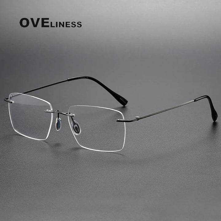 Oveliness Unisex Rimless Square Titanium Eyeglasses 80964 Rimless Oveliness gun