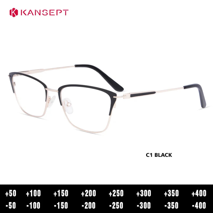 Kansept Women's Full Rim Square Tr 90 Alloy Reading Glasses 53321