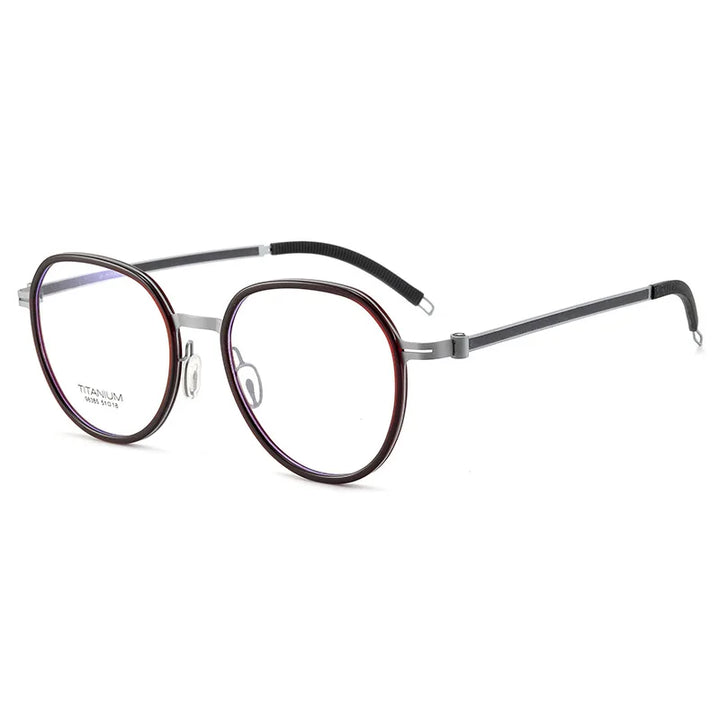CCspace Unisex Full Rim Round Titanium Eyeglasses 57284 Full Rim CCspace RedSilver