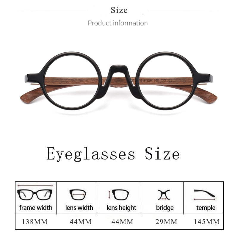 Hdcrafter Unisex Full Rim Round Wood Eyeglasses 5610d Full Rim Hdcrafter Eyeglasses
