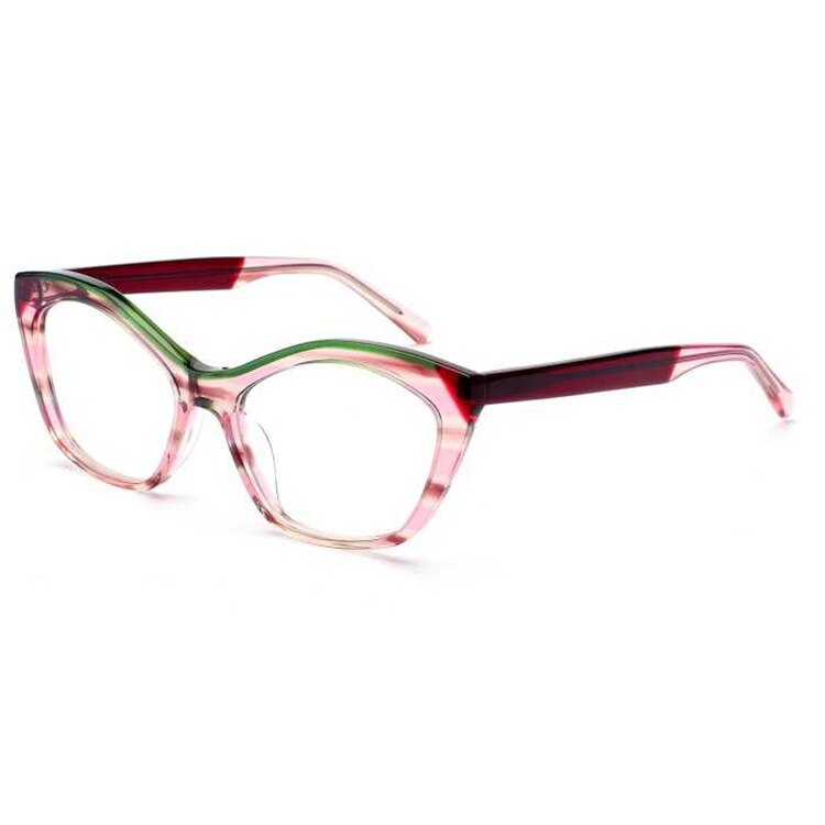 CCspace Unisex Full Rim Cat Eye Acetate Fiber Eyeglasses 56527 Full Rim CCspace C2Pink