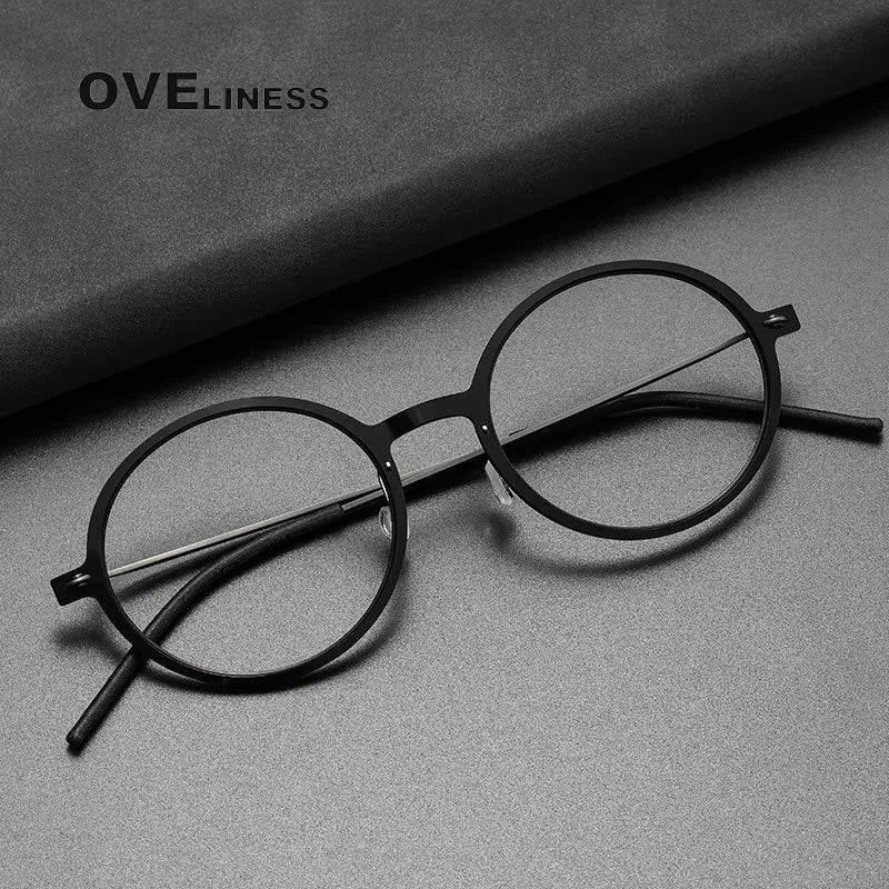 Oveliness Women's Full Rim Round Acetate Titanium Eyeglasses 26523