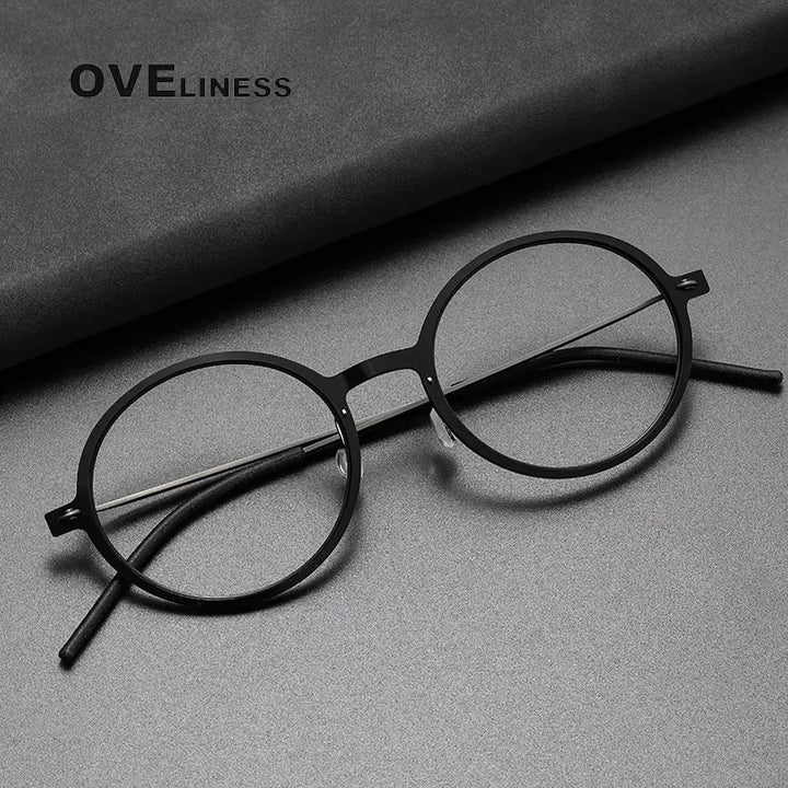 Oveliness Women's Full Rim Round Acetate Titanium Eyeglasses 26523