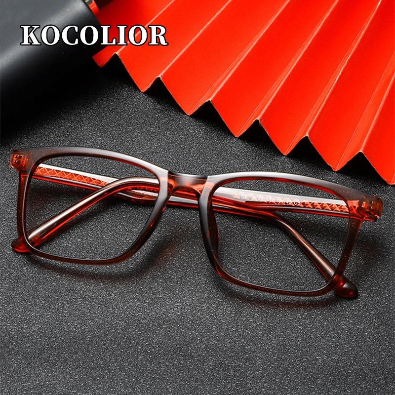 Kocolior Unisex Full Rim Square Acetate Fiber Eyeglasses Fj8098 Full Rim Kocolior