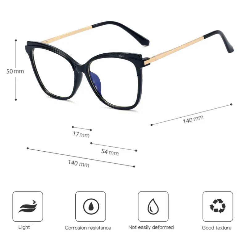 Handoer Women's Full Rim Square Cat Eye Try 90 Alloy Eyeglasses 95827