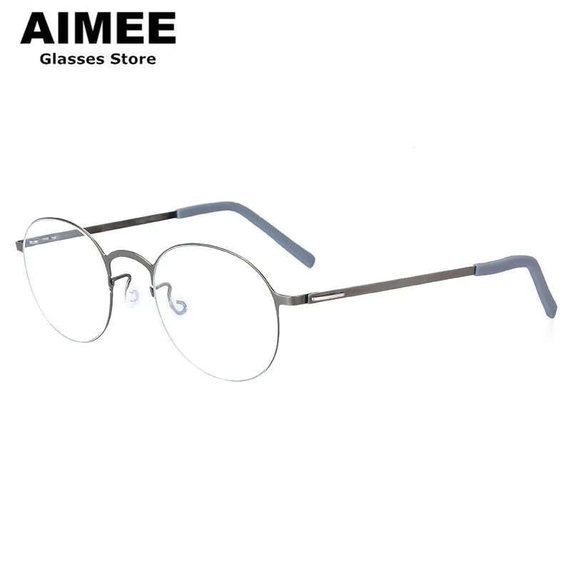 Aimee Women's Full Rim Round Screwless Titanium Eyeglasses 18808