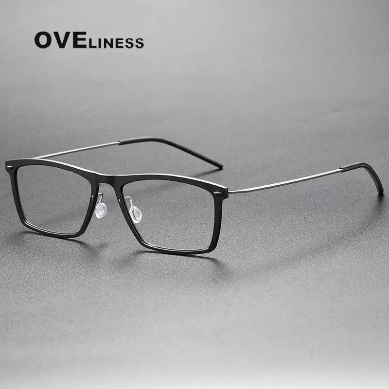 Oveliness Unisex Full Rim Square Acetate Titanium Eyeglasses 6533 Full Rim Oveliness M black gun