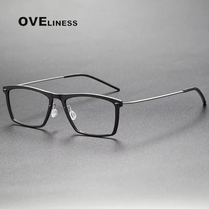 Oveliness Unisex Full Rim Square Acetate Titanium Eyeglasses 6533 Full Rim Oveliness M black gun