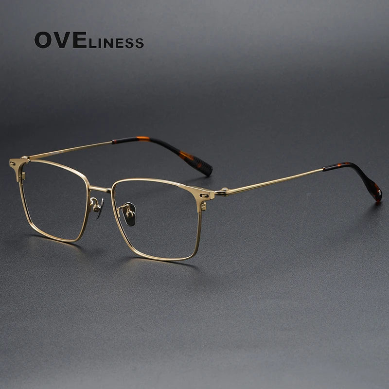 Oveliness Men's Full Rim Square Titanium Eyeglasses 8108 Full Rim Oveliness gold  