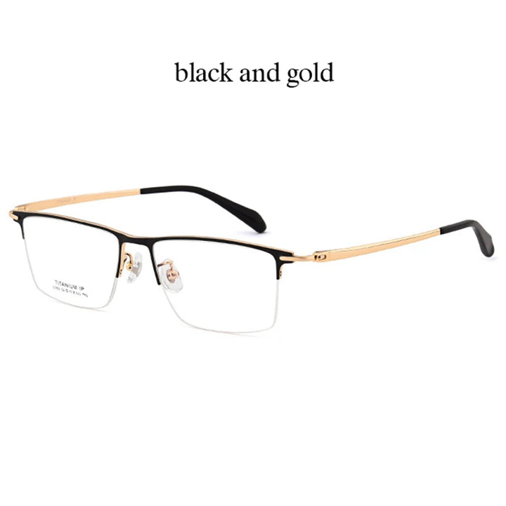 Handoer Unisex Semi Rim Big Size Square Titanium Eyeglasses 11039