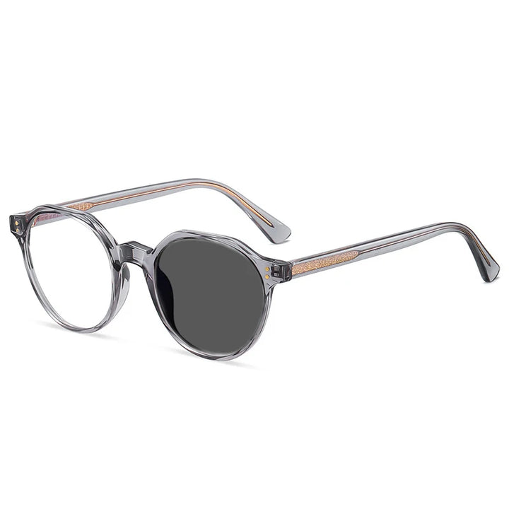 Kocolior Unisex Full Rim Flat Top Oval Acetate Hyperopic Reading Glasses 2084 Reading Glasses Kocolior Photochromic Gray 0 