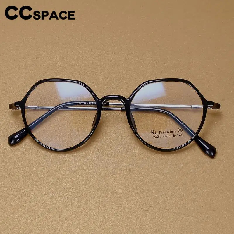 CCspace Unisex Full Rim Round Tr 90 Titanium Eyeglasses 57100 Full Rim CCspace