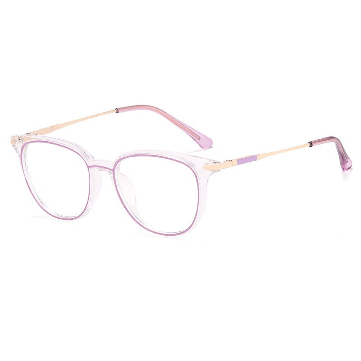 CCspace Unisex Girl's Full Rim Square Tr 90 Titanium Eyeglasses 56756 Full Rim CCspace C8PurpleWhite