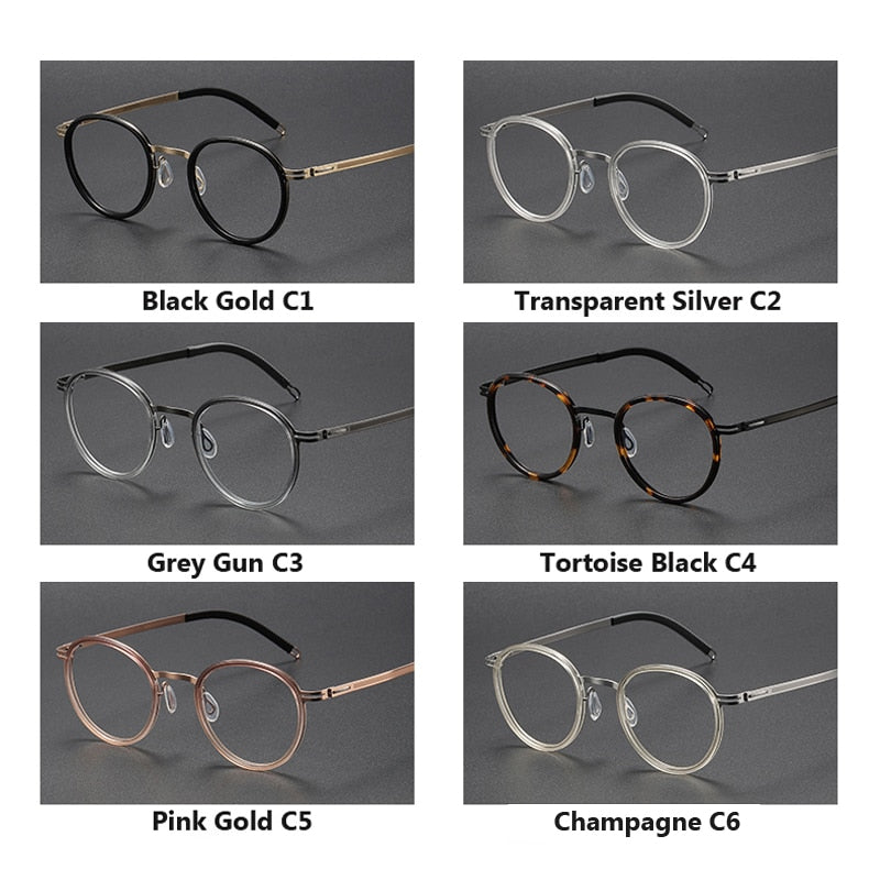 Oveliness Unisex Full Rim Round Screwless Titanium Acetate Eyeglasses 8202317 Full Rim Oveliness   