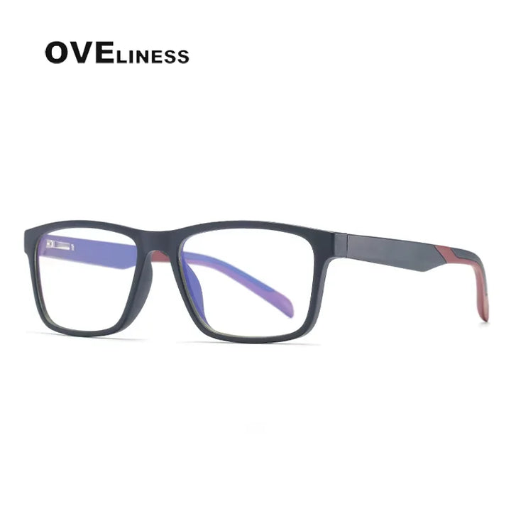 Oveliness Women's Full Rim Square Tr 90 Titanium Eyeglasses 72356 Full Rim Oveliness matte black red c3