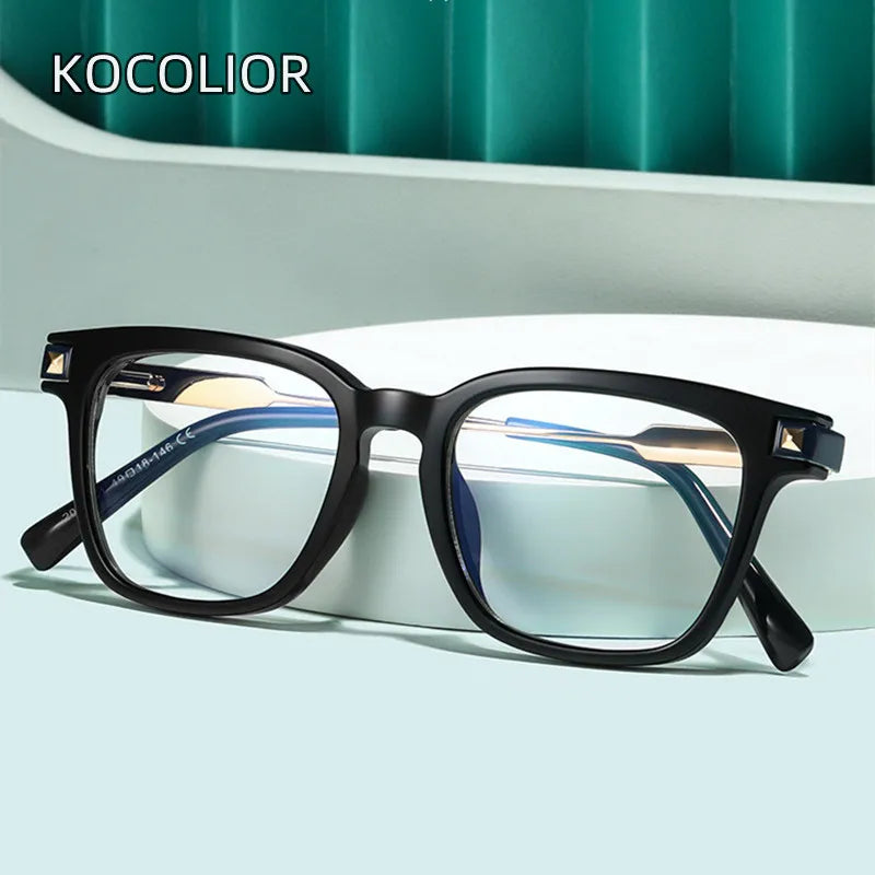 Kocolior Unisex Full Rim Square Tr 90 Alloy Hyperopic Reading Glasses 2068 Reading Glasses Kocolior   