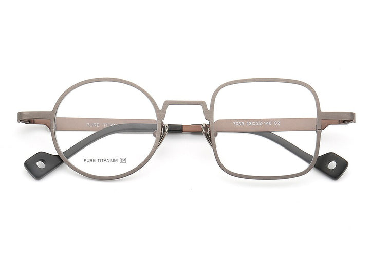 Muzz Unisex Asymetrical Square Round Titanium Eyeglasses T7039n Full Rim Muzz C2
