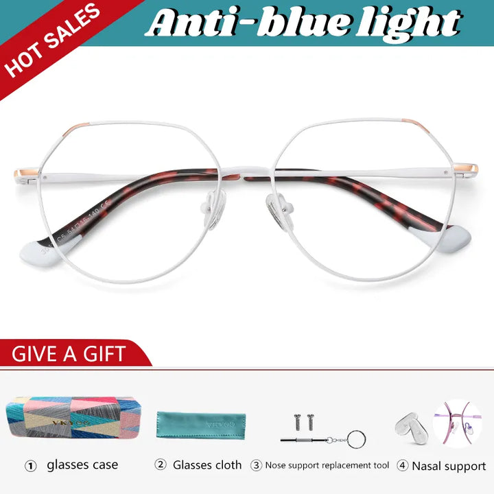 Vicky Women's Full Rim Polygon Stainless Steel Reading Glasses 3013 Reading Glasses Vicky