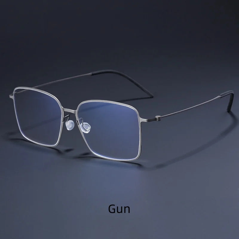 Hdcrafter Unisex Full Rim Polygon Square Titanium Eyeglasses 425535 Full Rim Hdcrafter Eyeglasses GUN