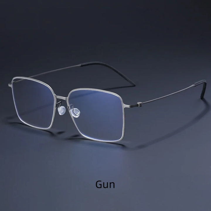 Hdcrafter Unisex Full Rim Polygon Square Titanium Eyeglasses 425535 Full Rim Hdcrafter Eyeglasses GUN