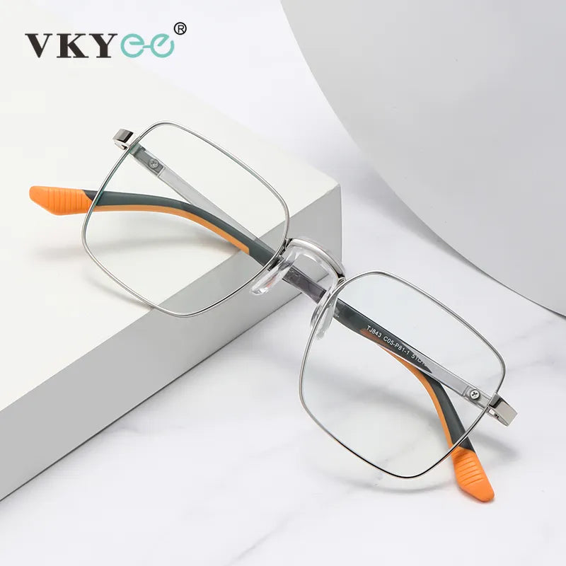 Vicky Unisex Full Rim Large Square Stainless Steel Reading Glasses 843 Reading Glasses Vicky   