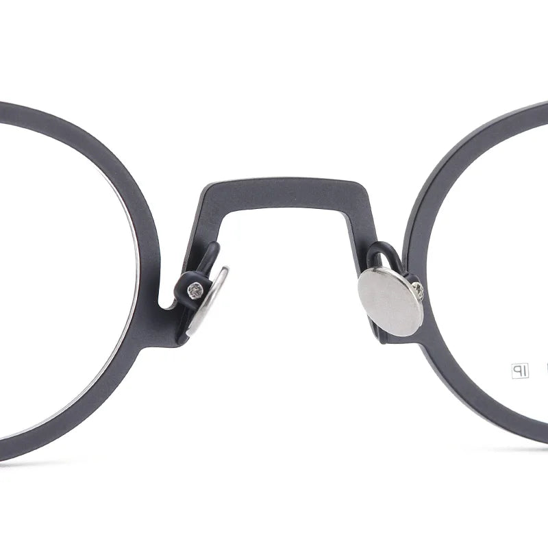 Muzz Unisex Full Rim Small Round Titanium Eyeglasses T7753 Full Rim Muzz