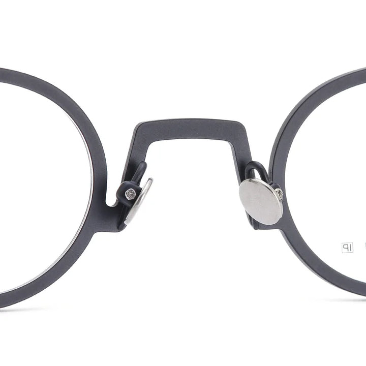 Muzz Unisex Full Rim Small Round Titanium Eyeglasses T7753 Full Rim Muzz
