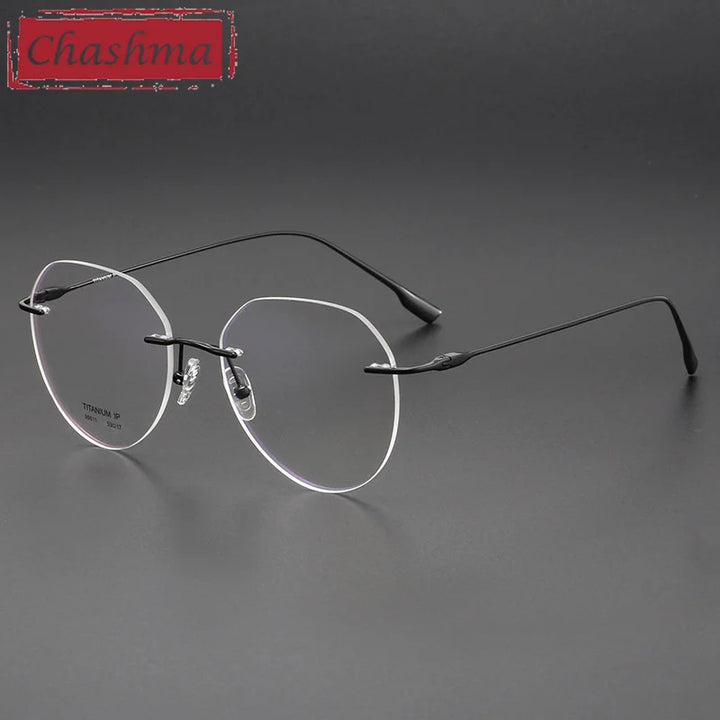 Chashma Unisex Rimless Flat Top Oval Titanium Reading Glasses 996611 Reading Glasses Chashma Black Progressive 1.67|Photo Brown
