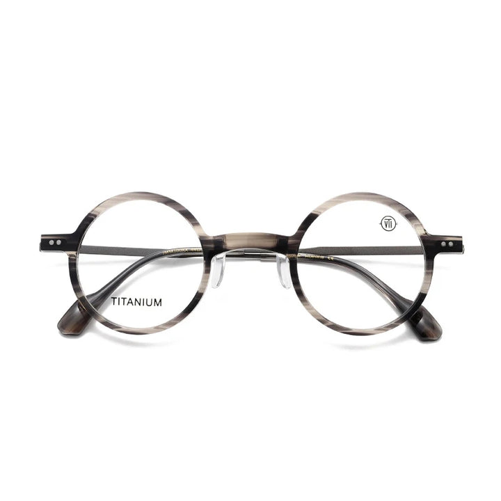 Nobler Unisex Full Rim Round Acetate Titanium Eyeglasses 396100
