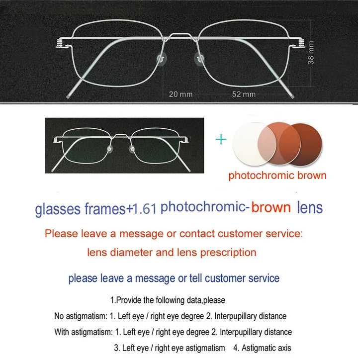 Yujo Unisex Full Rim Oval Square Screwless Steel Eyeglasses 61425