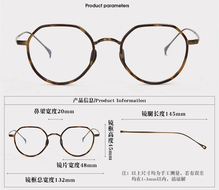 Black Mask Women's Full Rim Flat Top Oval Acetate Titanium Eyeglasses 67310