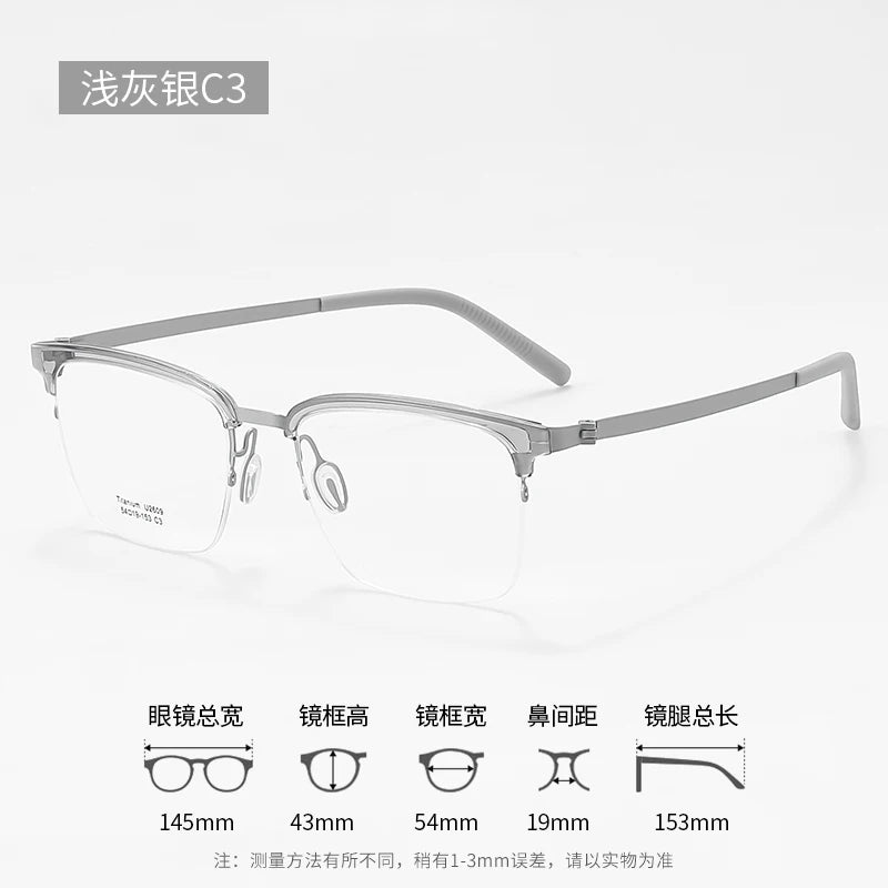 Reven Jate Unisex Semi Rim Square Titanium Eyeglasses 2609 Semi Rim Reven Jate C3