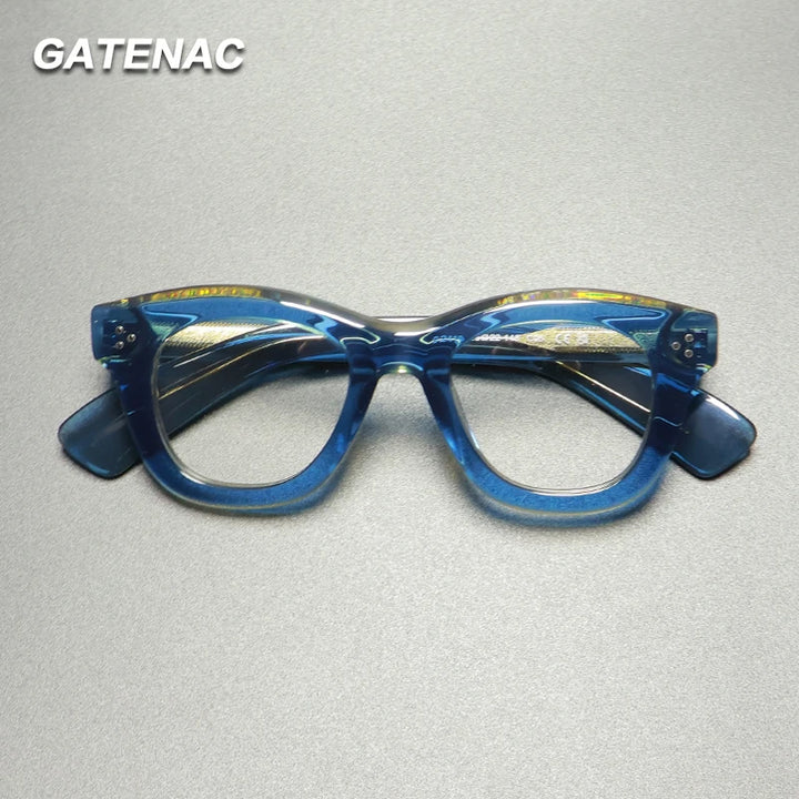Gatenac Unisex Full Rim Square Cat Eye Thick Acetate Eyeglasses Gx1563 Full Rim Gatenac