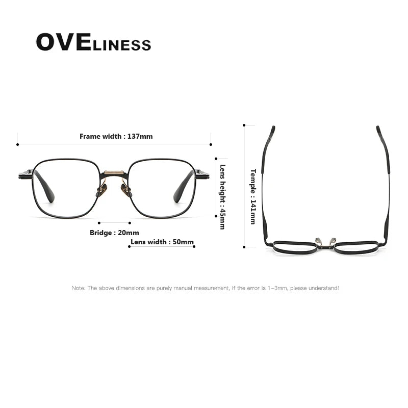 Oveliness Unisex Full Rim Square Titanium Eyeglasses D151 Full Rim Oveliness