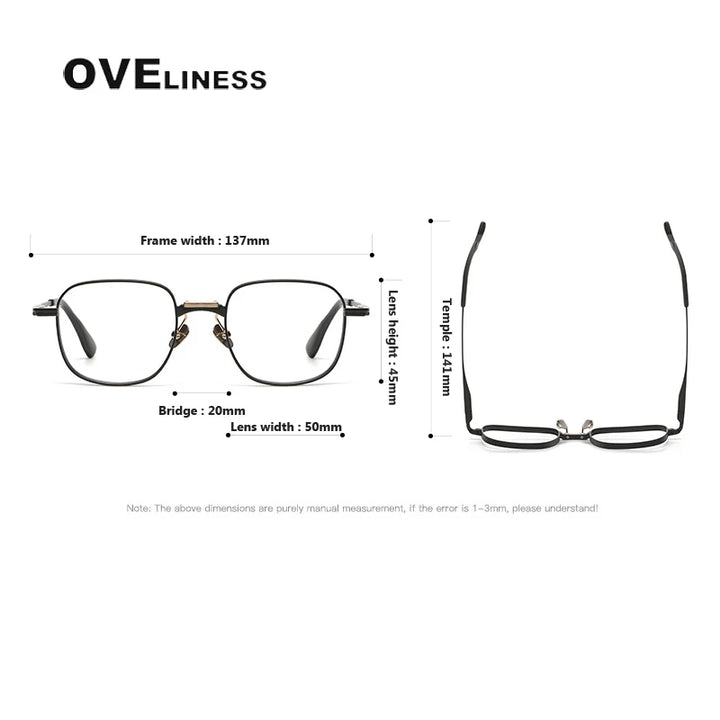 Oveliness Unisex Full Rim Square Titanium Eyeglasses D151 Full Rim Oveliness